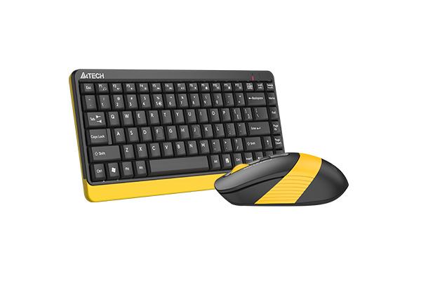 A4TECH Fstyler FG1110 Keyboard and Mouse Set, Wireless, Black/Yellow