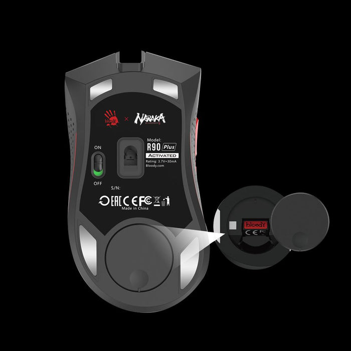 Wireless Gaming Mouse A4tech Bloody R90 Plus Naraka, 2.4 GHz, Black