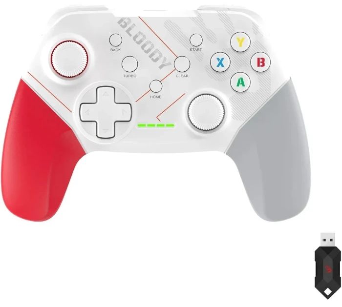 Gaming controller A4tech Bloody GPW50, Dual-mode wired and wireless, White