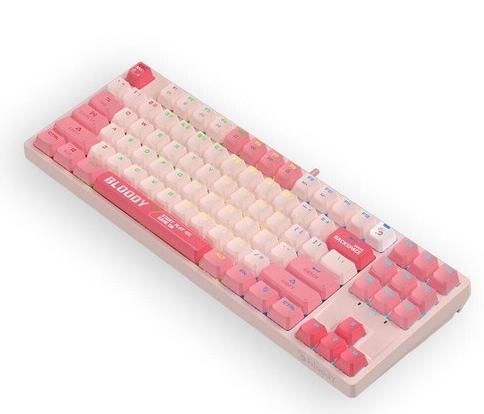 Mechanical keyboard Bloody - S87 Energy Pink, BLMS Red Plus Linear, RGB, pink