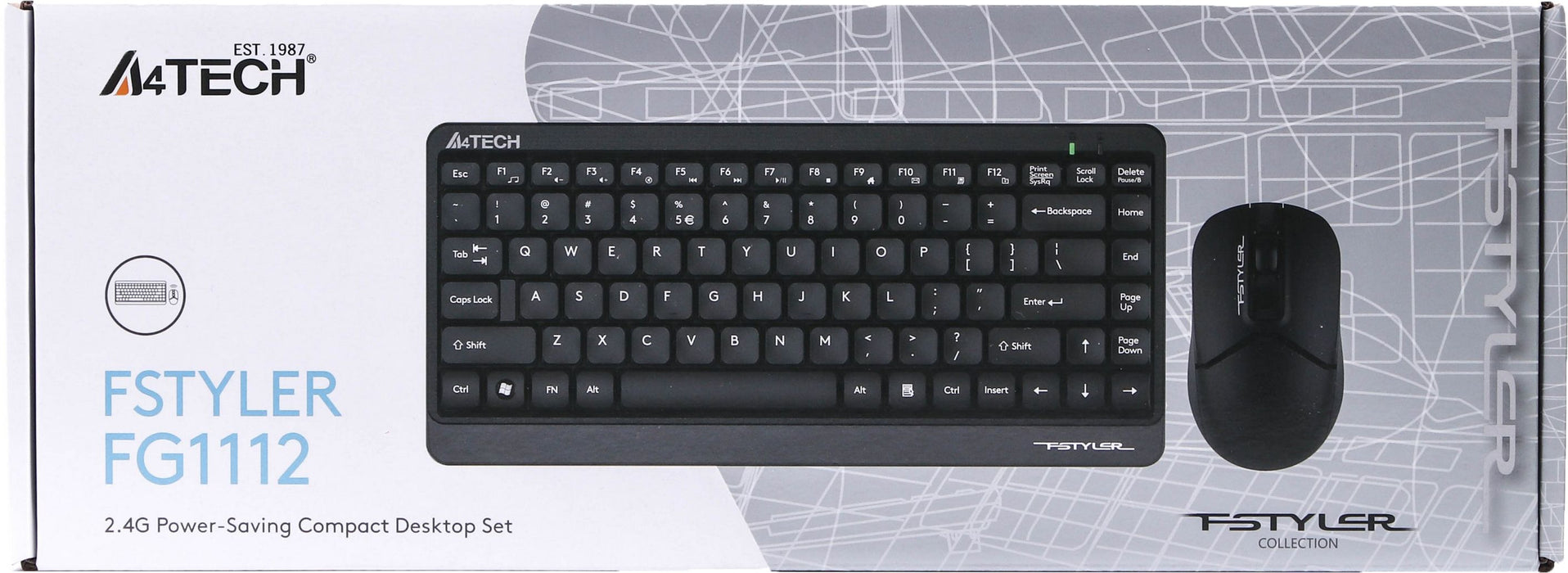 Keyboard and mouse set A4TECH FG1112, Black