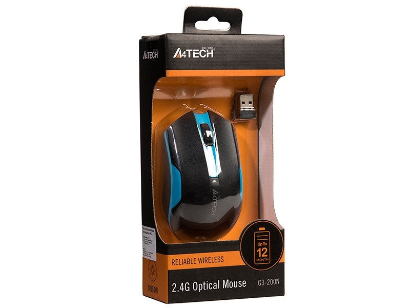Wireless Mouse A4 Tech G3-200N Black/Blue 1000 dpi