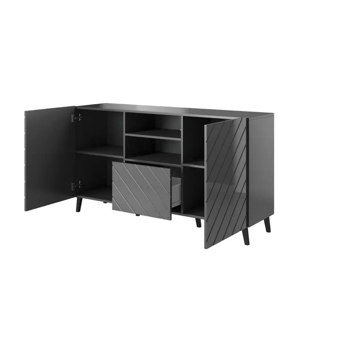 ABETO chest of drawers 150x42x82 graphite/gloss - Chests of drawers made of furniture