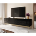 ABETO RTV cabinet on golden steel frame 200x42x60 black/gloss black - TV cabinets made of furniture boardSTV-ZPM<<<TV