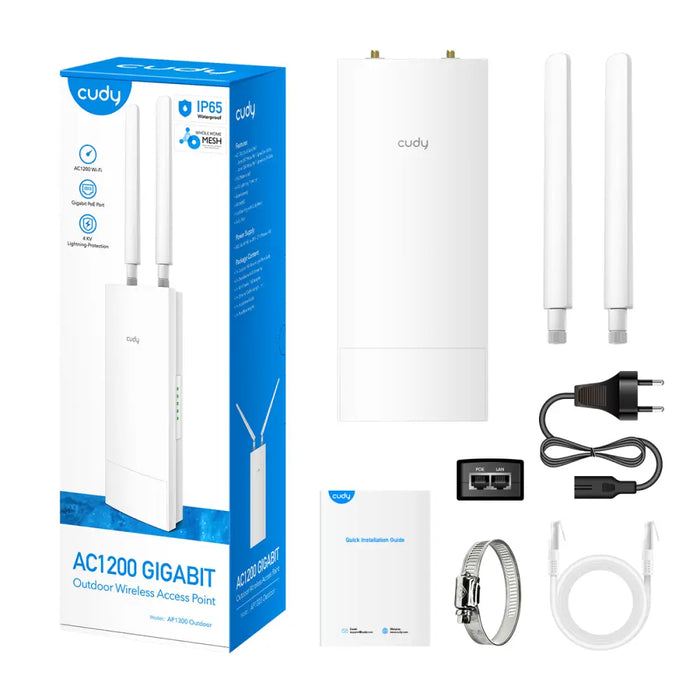 Access Point Cudy AP1300-Outdoor AC1200 2.4/5 GHz 300 - 867 Mbps 1×Gigabit WAN/LAN PoE - Access Point<<<Мрежово