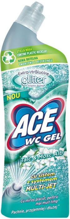 Почистващ препарат за тоалетна ACE - WC Gel Glitter Talcum and White Musk, 700 ml