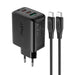 Acefast 2in1 wall charger 2x USB-C / USB-A 65W PD QC 3.0 AFC FCP (set with USB-C 1.2m cable) black (A13 black) - Cell