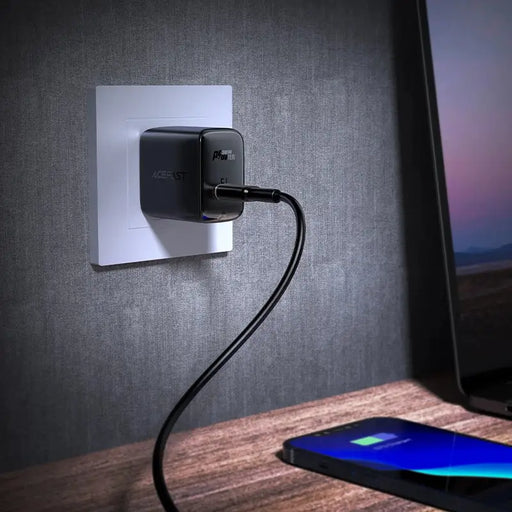 Acefast A23 30W GaN USB-C US Wall Charger - Black - Cell phone USB charger<<<HurtelXML