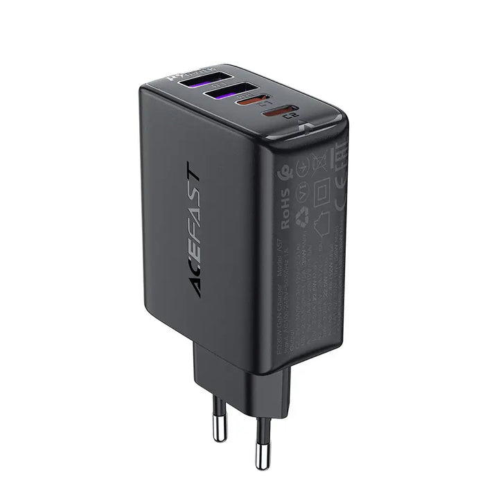 Acefast A61 PD 45W GaN charger 2 x USB-C + 2 x USB-A with 4 ports - black - Cell phone USB charger<<<HurtelXML