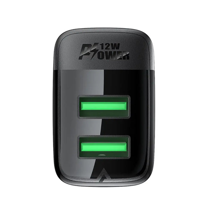 Acefast A86 mains charger 2x USB-A 12W - black - Cell phone USB charger<<<HurtelXML