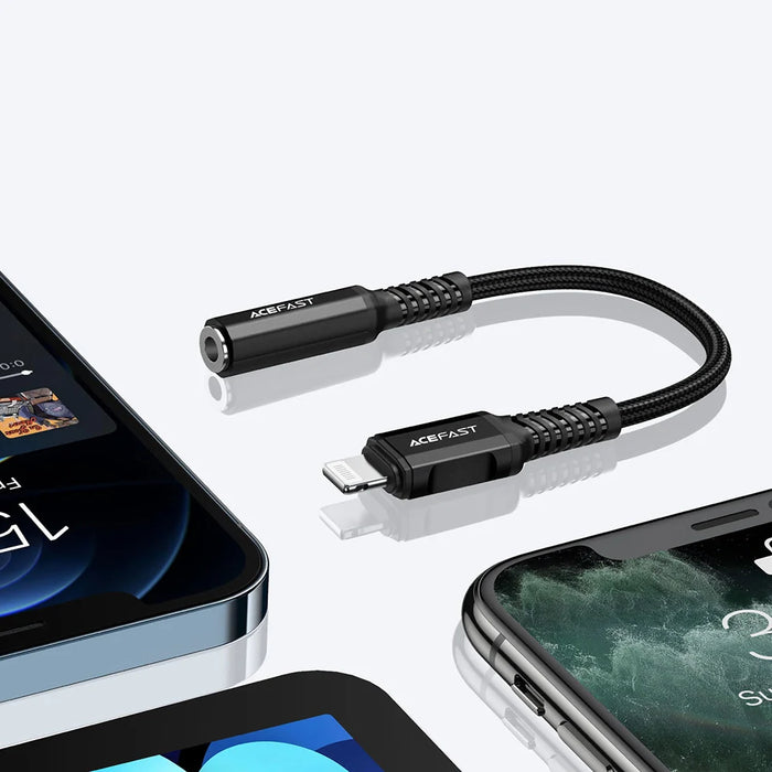 Acefast audio cable MFI Lightning - 3.5mm mini jack (female) 18cm AUX black (C1-05 black) - Audio adapters<<<HurtelXML
