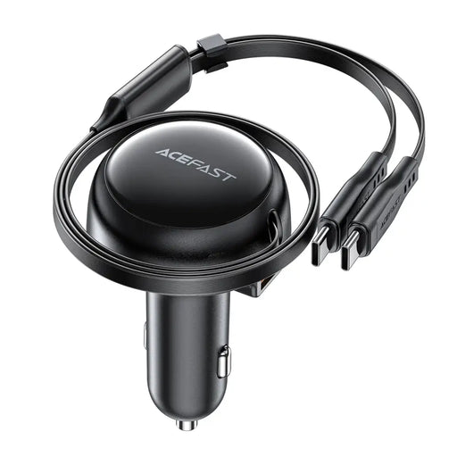 Acefast B13 car charger 53W USB-A / 2 USB-C retractable cables - black - Cell phone USB charger<<<HurtelXML