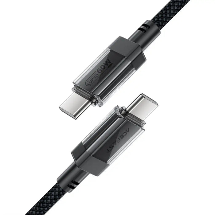 Acefast C12 USB-C / USB-C PD cable 60W 480Mb/with nylon braid - black - Cell phone cables<<<HurtelXML