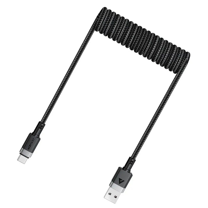 Acefast C14-04 USB-A - USB-C Cable Spring 480Mb/s 3A 1.2m - Black - *Temporary category<<<HurtelXML