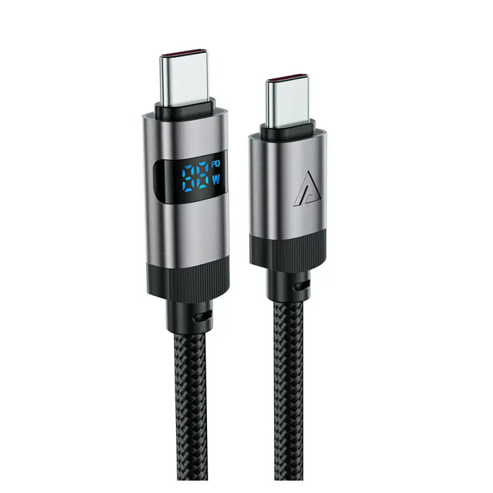 Acefast C15-03 USB-C - USB-C Cable with Display 480Mb/s 60W 1.2m - Black - *Temporary category<<<HurtelXML
