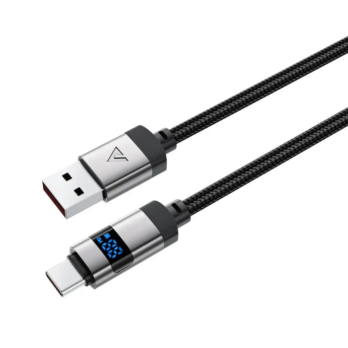 Acefast C15-04 USB-A - USB-C Cable with Display 480Mb/s 66W 1.2m - Black - *Temporary category<<<HurtelXML
