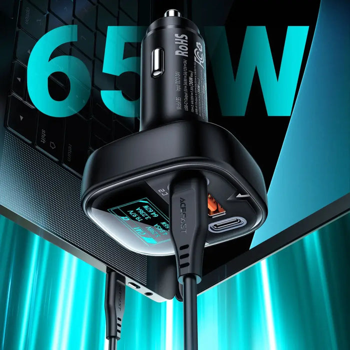Acefast car charger 101W 2x USB Type C / USB PPS Power Delivery Quick Charge 4.0 AFC FCP black (B5) - Cell phone USB