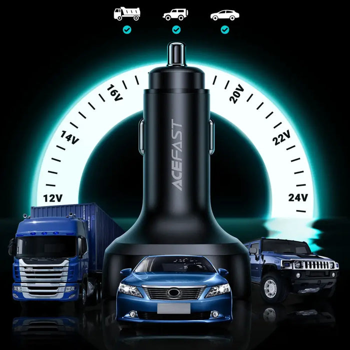 Acefast car charger 101W 2x USB Type C / USB PPS Power Delivery Quick Charge 4.0 AFC FCP black (B5) - Cell phone USB