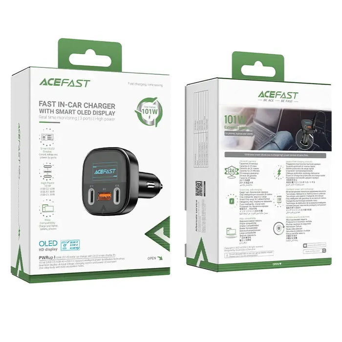 Acefast car charger 101W 2x USB Type C / USB PPS Power Delivery Quick Charge 4.0 AFC FCP black (B5) - Cell phone USB