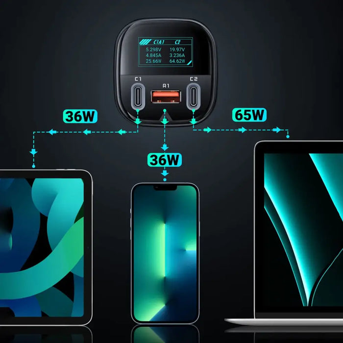 Acefast car charger 101W 2x USB Type C / USB PPS Power Delivery Quick Charge 4.0 AFC FCP black (B5) - Cell phone USB