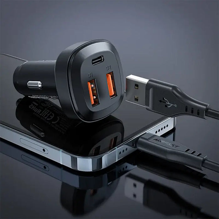 Acefast car charger 66W 2x USB / USB Type C PPS Power Delivery Quick Charge 4.0 AFC FCP SCP black (B9) - Cell phone USB