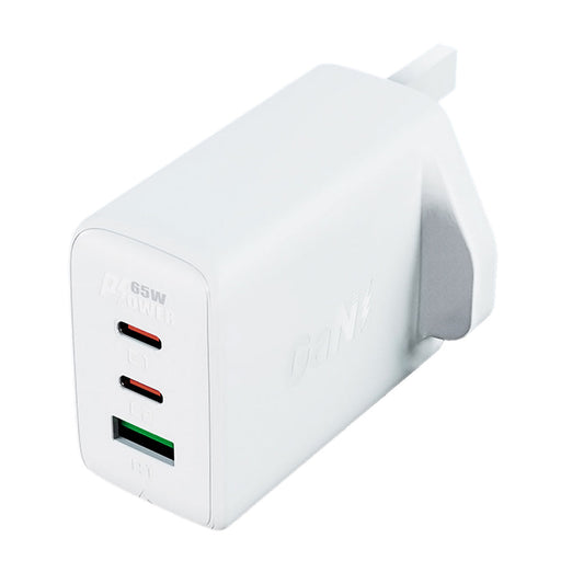 Acefast charger GaN 65W 3 ports (1xUSB 2xUSB C PD) UK plug white (A44) - Cell phone USB charger<<<HurtelXML