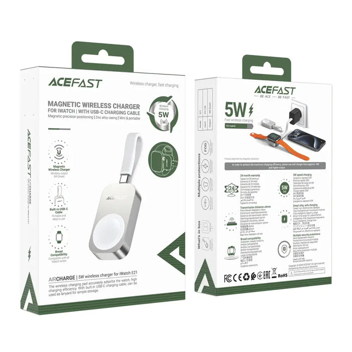 Acefast E21 5W Wireless Charger for Apple Watch - Silver - *Temporary category<<<HurtelXML