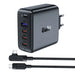 Acefast fast charger GaN 3xUSB-C/1xUSB-A 100W black + angled cable USB-C - USB-C 100W 2m black - Cell phone USB