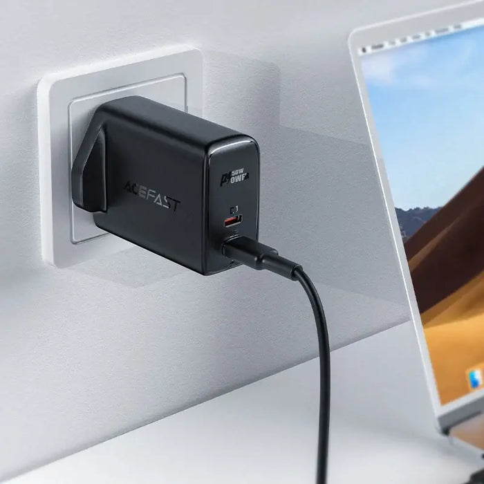 Acefast GaN charger (UK plug) 2x USB Type C 50W Power Delivery PPS Q3 3.0 AFC FCP (A32 UK) - Cell phone USB