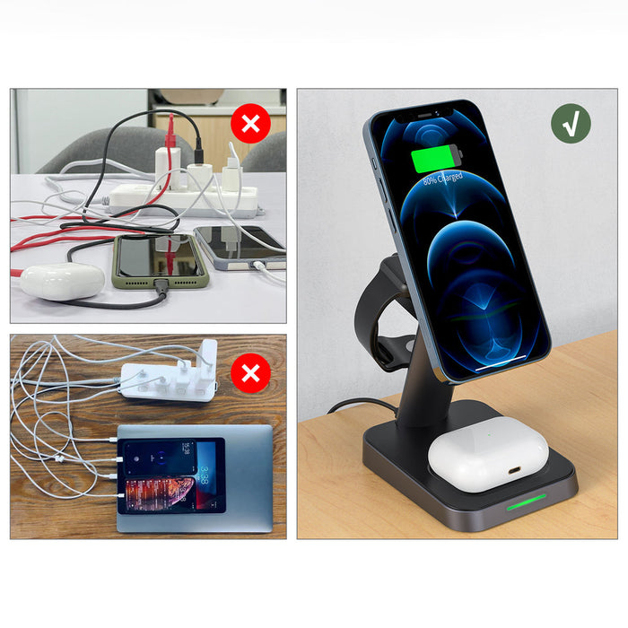 Acefast Qi Wireless Charger 15W for iPhone (with MagSafe) Apple Watch and Apple AirPods Stand Holder Magnetic Holder