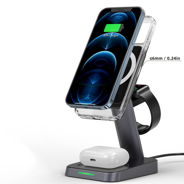 Acefast Qi Wireless Charger 15W for iPhone (with MagSafe) Apple Watch and Apple AirPods Stand Holder Magnetic Holder