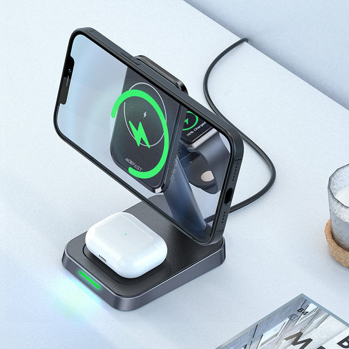 Acefast Qi Wireless Charger 15W for iPhone (with MagSafe) Apple Watch and Apple AirPods Stand Holder Magnetic Holder