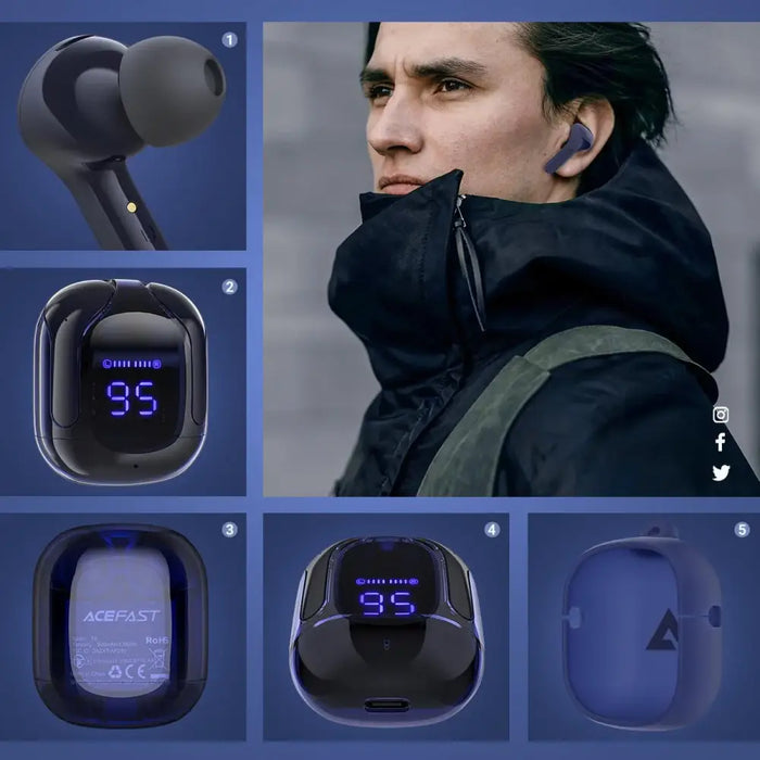 Acefast T6 TWS Bluetooth In-Ear Wireless Headphones - Blue - Headphones and speakers<<<HurtelXML