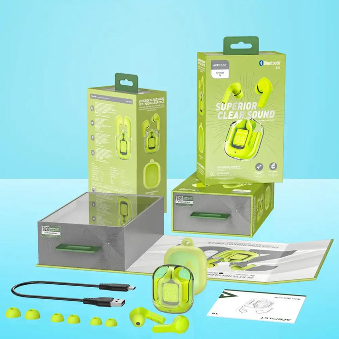 Acefast T6 TWS Bluetooth In-Ear Wireless Headphones - Green - Headphones and speakers<<<HurtelXML