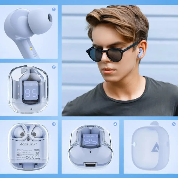 Acefast T6 TWS Bluetooth In-Ear Wireless Headphones - Light Blue - Headphones and speakers<<<HurtelXML
