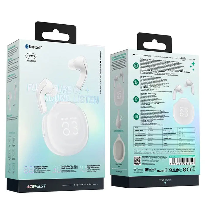 Acefast T9 Bluetooth 5.3 in-ear wireless headphones - white - Headphones and speakers<<<HurtelXML