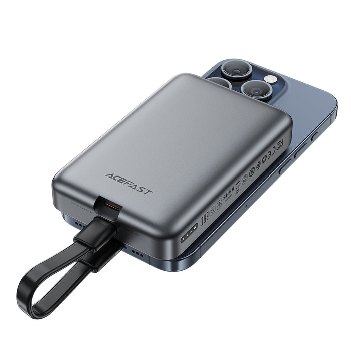 Powerbank Acefast M10 Magnetic 2x USB-C PD 30W with 15W Inductive Charging and USB-C Cable - Black