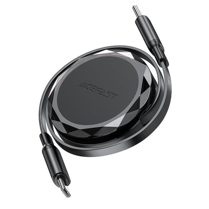 Acefast C13-03 USB-C - USB-C 60W Cable Retractable - Black