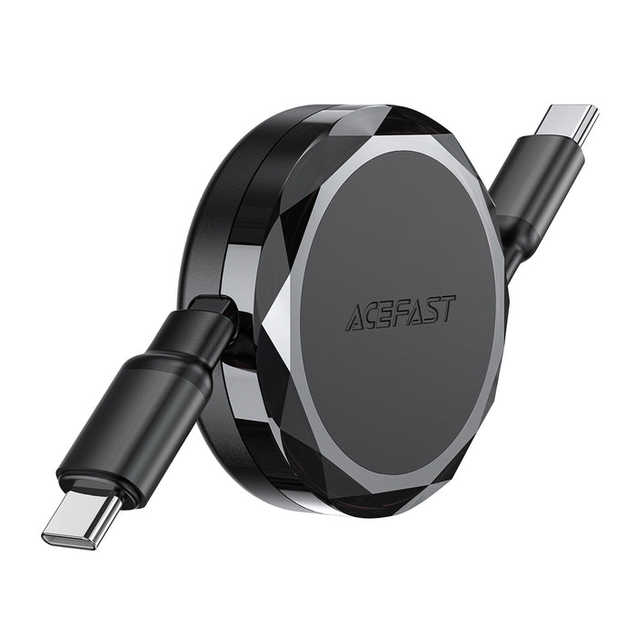 Acefast C13-03 USB-C - USB-C 60W Cable Retractable - Black