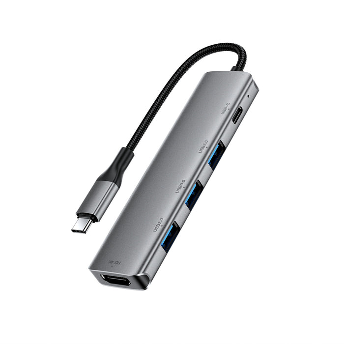 Acefast J16 USB Hub USB-C 5-in-1 HDMI 4K 60Hz PD90W Docking Station - Gray
