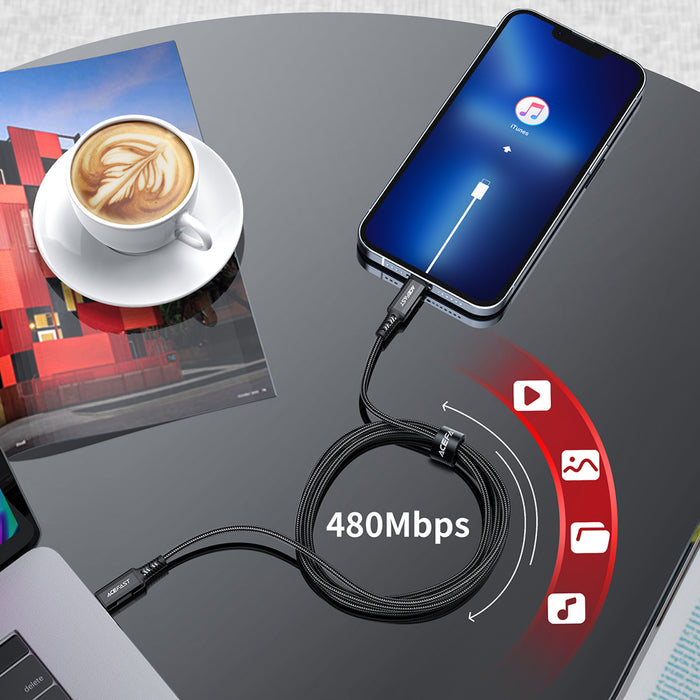 Acefast C4-01 Lightning - USB-C PD cable 30W 3A 480Mb/s 1.8m - black