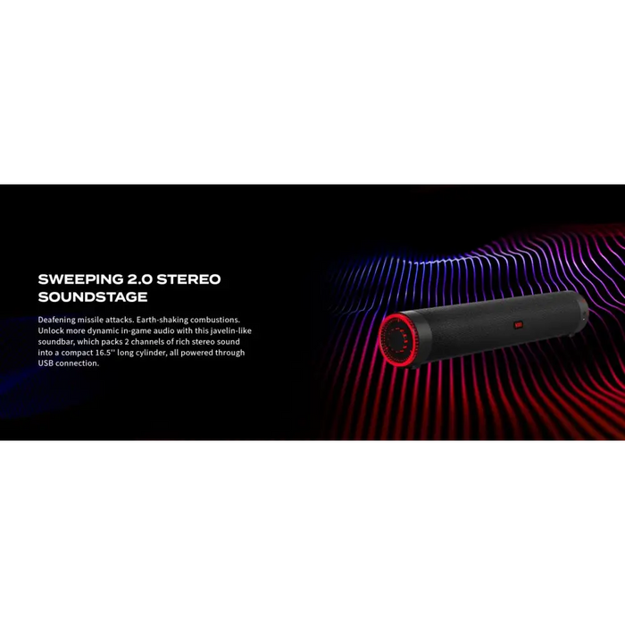 Acer Nitro Gaming Soundbar,2 x 5W BT Dynamic 2.0 Stereo Sound USB-C (USB-C to USB-A cable included) / Bluetooth / Aux