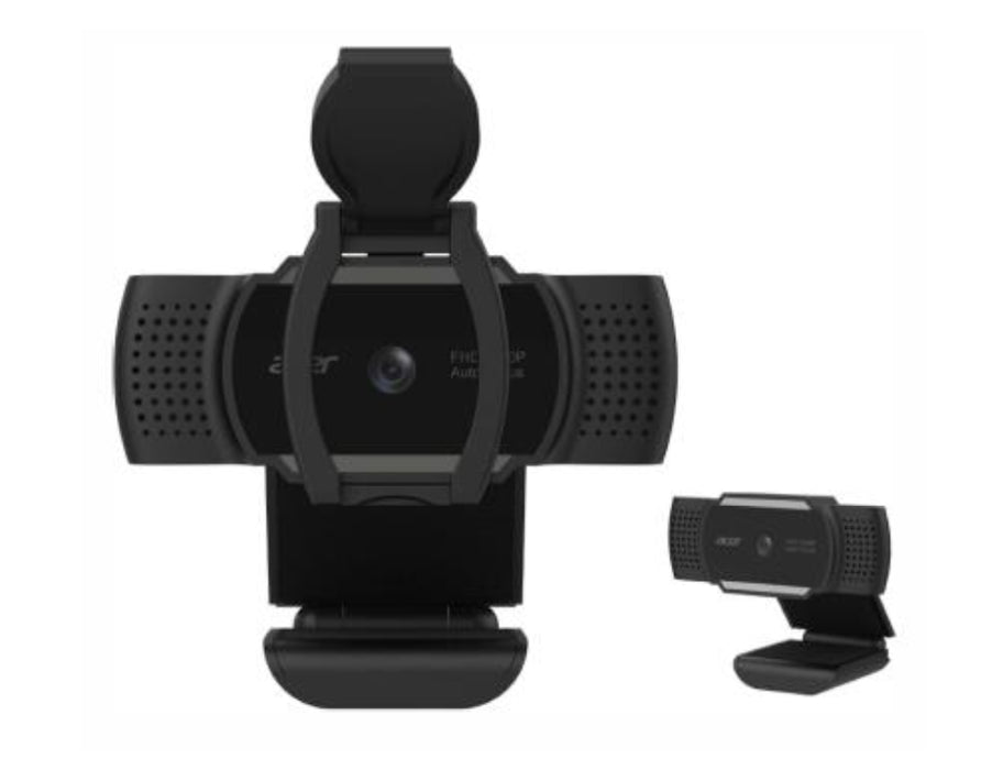 Acer USB Webcam Built in Microphone - max. resolution FHD (1920x1080), Frame rate -30fps, 2.0 Mega Pixel, Auto Focus, View Angle -80 degree, Omni-directional Auto noise reduction, USB A 2.0, Lens cover, Windows, Chrome, IoS, Black