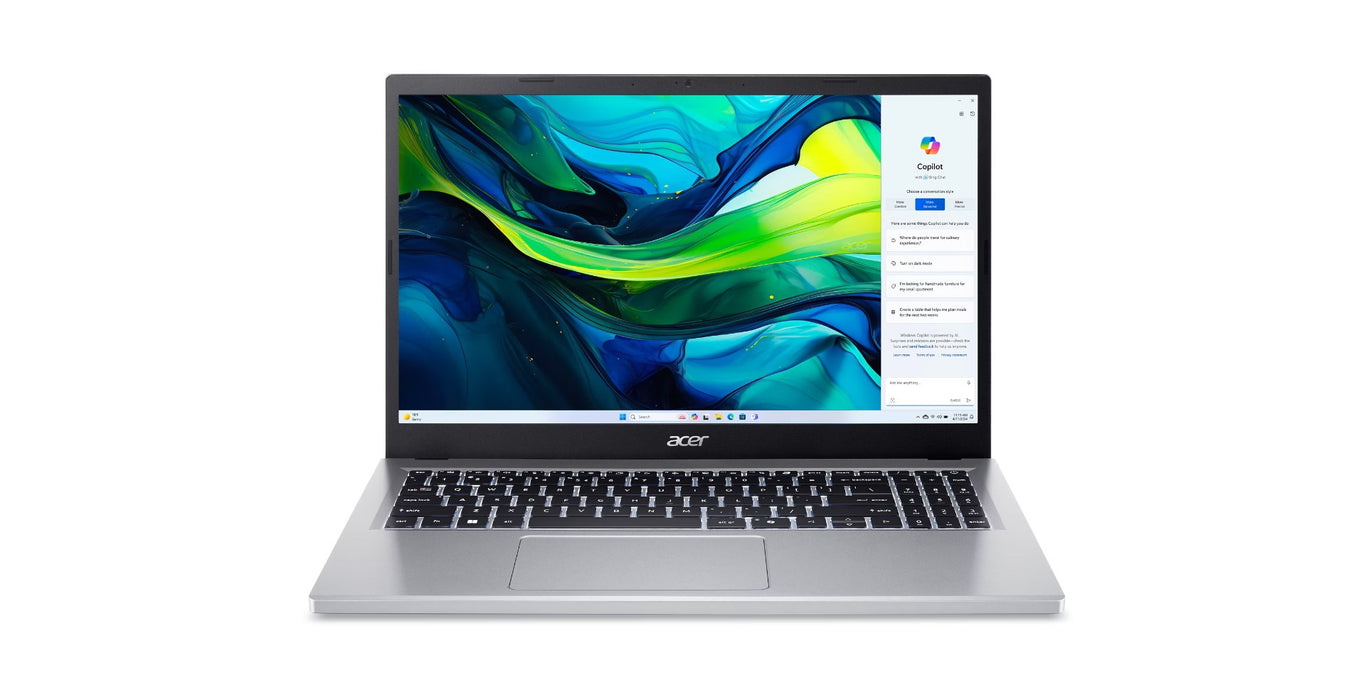 Acer Aspire Go 15 AG15-32P-39R2 Intel Core 3 N355 Laptop 39.6 cm (15.6") Full HD 8 GB DDR5-SDRAM 128 GB SSD Wi-Fi 6 (802.11ax) Windows 11 Home Silver New Repack/Repacked