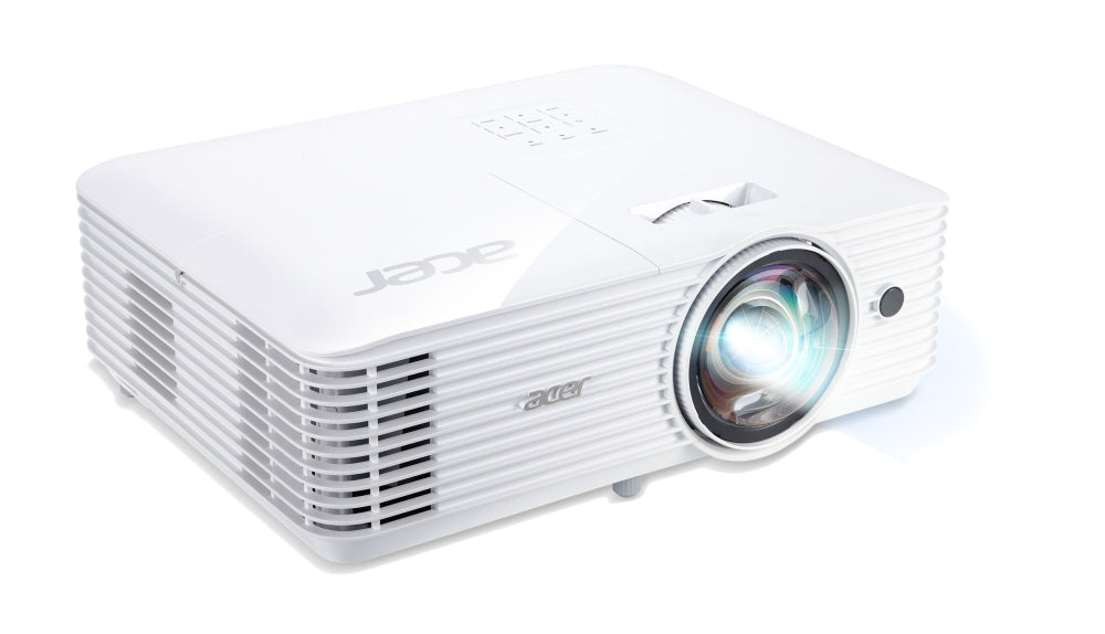 Acer Projector S1386WH, DLP, Short Throw, WXGA (1280x800), 3600 ANSI Lumens, 20 000:1, 1x, 3D ready, HDMI, VGA out, DC Out (5V/1A, USB-A), RCA, Audio in/out, Speaker 16W, Bluelight Shield, Bag, 3.1kg, 3Y, White