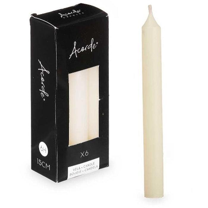 Candle Set Acorde Cream 2 x 2 x 15 cm 6 x 15 x 4 cm (12 Units)