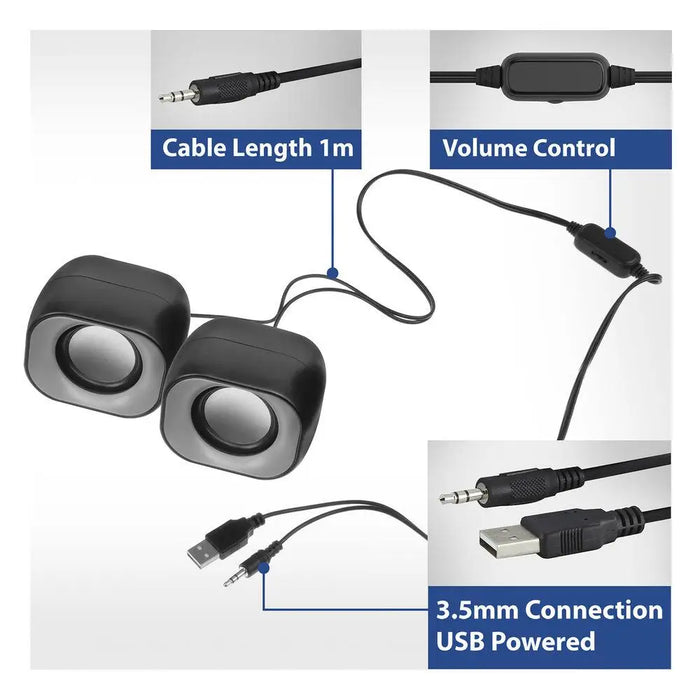 ACT Eminent 2.0 stereo speakers USB power supply 2 x 3W - Звукови системи и тонколони<<<Компютърна периферия<<<ValiAPI