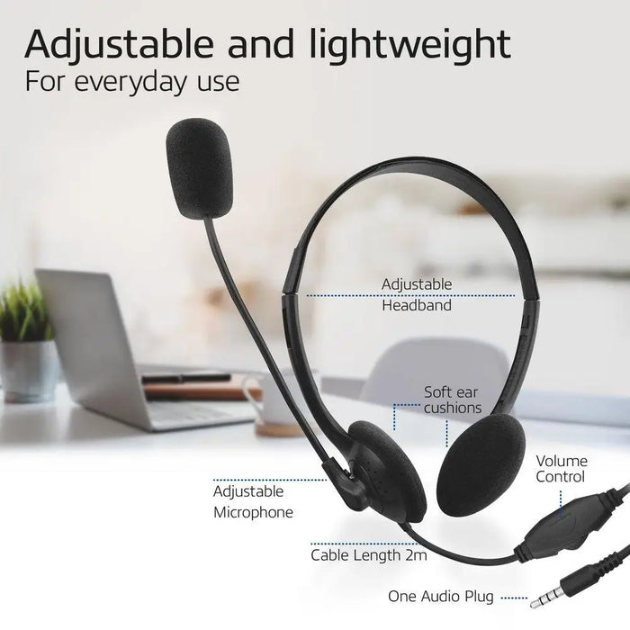 ACT Headphones with microphone 3.5mm jack 2m - Слушалки<<<Компютърна периферия<<<ValiAPI