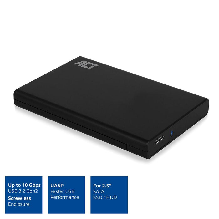 Hard disk drawer ACT AC1225, SATA, 2.5", USB-C 3.2 Gen2, Black