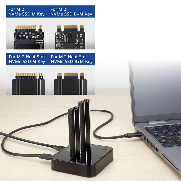 Dual SSD Docking Station, ACT M.2 NVMe/PCIe Clone, USB-C 3.2 Gen2, 10 Gbps